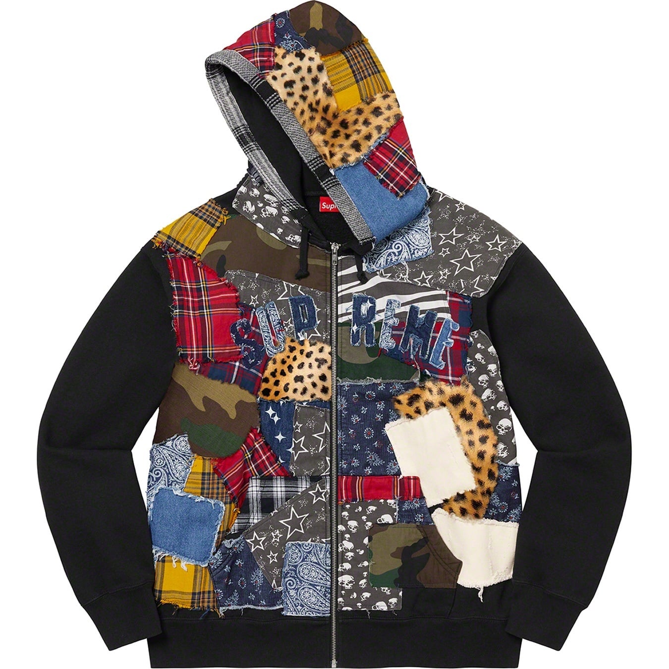 Patchwork Zip Up Hooded Sweatshirt view 2